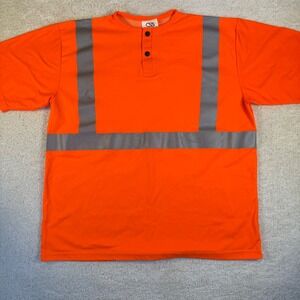 High Visibility Orange Safety Work Shirt Reflective Stripes Short Sleeve XXLarge